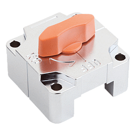 Morsetto scorrevole per barre quadre, pomolo arancione (K1072)