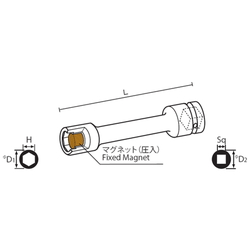 Bussole tipo prolunga MP a gambo quadro 9,52 mm, con magnete (singolo esagono)