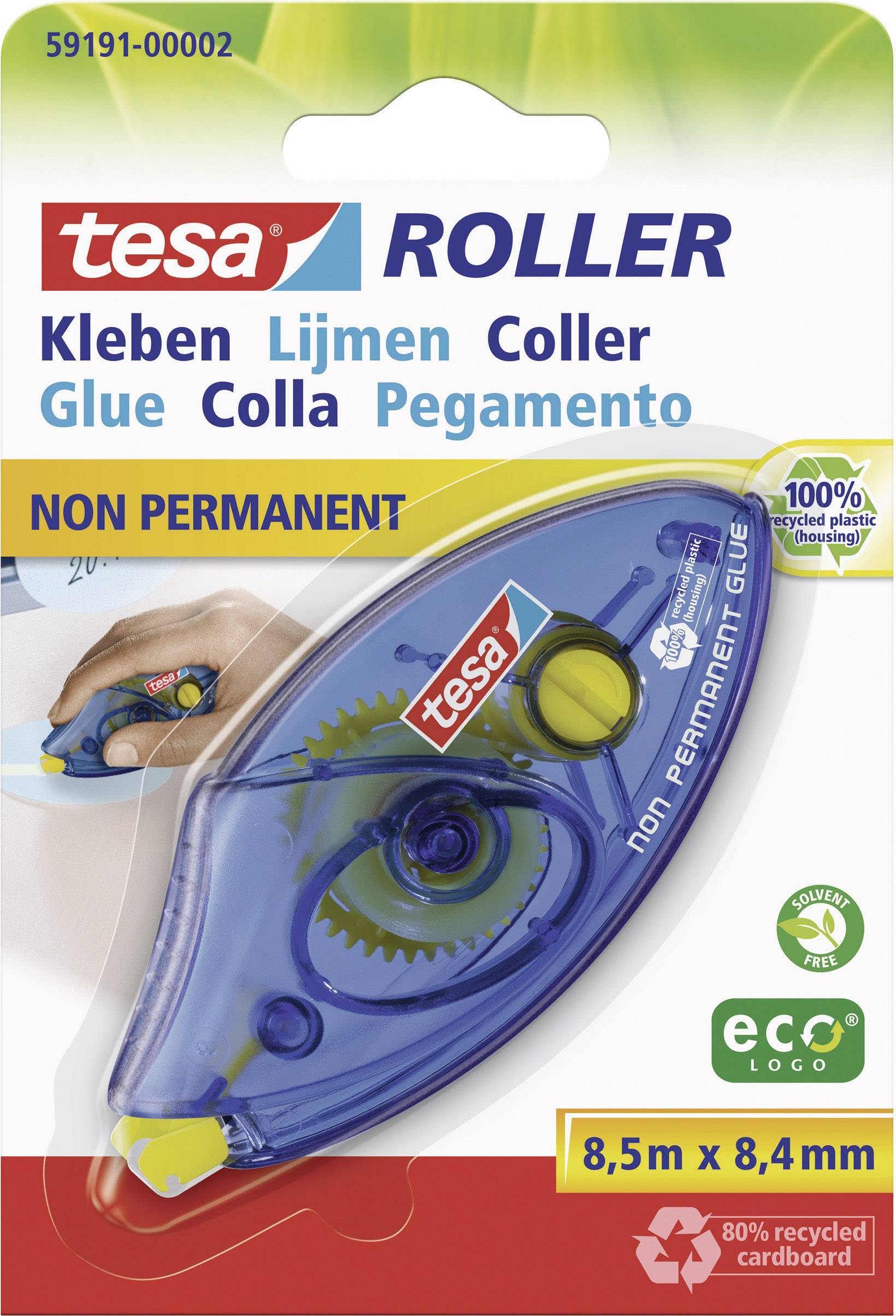 Ecologo adesivo non permanente a rullo monouso Tesa - blister