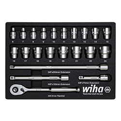 Wiha Set cricchetto, da 3/8", 22 pz. nell'inserto in espanso