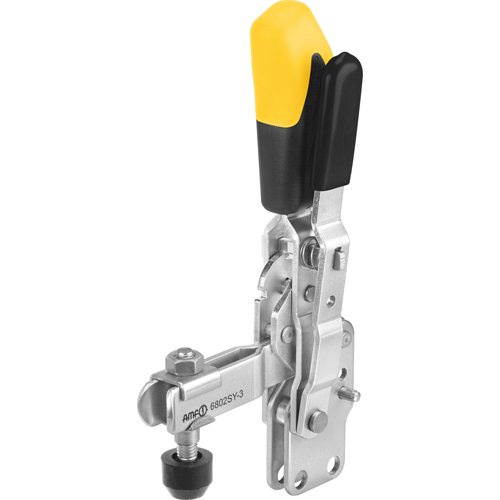 Vertical Toggle Clamp with Yellow Handle and Safety Latch, 6802SY
