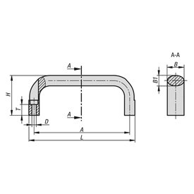 Maniglie a staffa in acciaio inox, ovali con foro esterno (06920-05)