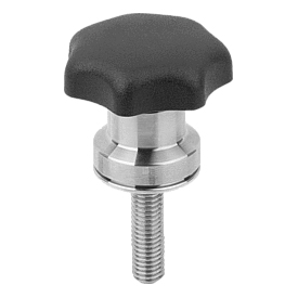 Pomelli a lobi plastica, Forma L, con moltiplicatore della forza di serraggio, con filettatura esterna (06210-10)