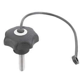 Manopole a lobi con nastro di fissaggio simili a DIN 6336 elementi in acciaio inox, filettatura esterna Forma LS (06212)