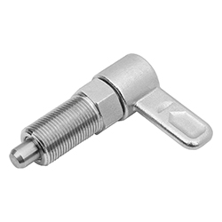 Perno d'arresto con leva acciaio inox con guida interna, Forma A, senza calotta barra, senza dado (03099-35)