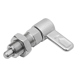 Perno d'arresto con leva acciaio inox con guida interna, Forma B, senza calotta barra, con dado (03099-35)