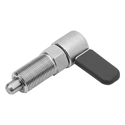 Perno d'arresto con leva acciaio inox con guida interna, Forma C, con calotta barra, senza dado (03099-35)