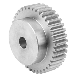 Ruote dentate cilindriche in acciaio, modulo 5, dentatura fresata, dentatura dritta, angolo di pressione 20°, Forma A, con mozzo (22400)
