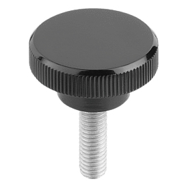 Manopole zigrinate, forma L, con filettatura esterna (K1223)