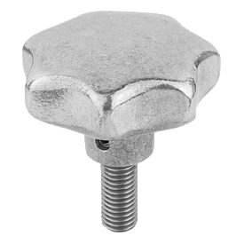 Manopole a stella simili a DIN 6336, alluminio, forma L, con filettatura esterna (K0149)