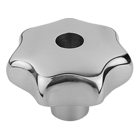Manopole a stella simili a DIN 6336, acciaio inox, forma D, filettatura svasata (K0150)