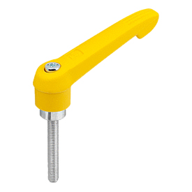 Leve di bloccaggio in plastica con filettatura esterna, parti in acciaio trivalente passivato blu (K1660)