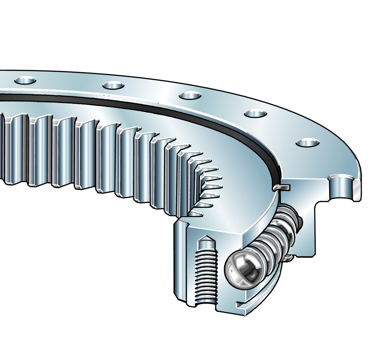 Ralla di rotazione, cuscinetti a 4 punti di contatto, dentatura interna, VLI20 Series