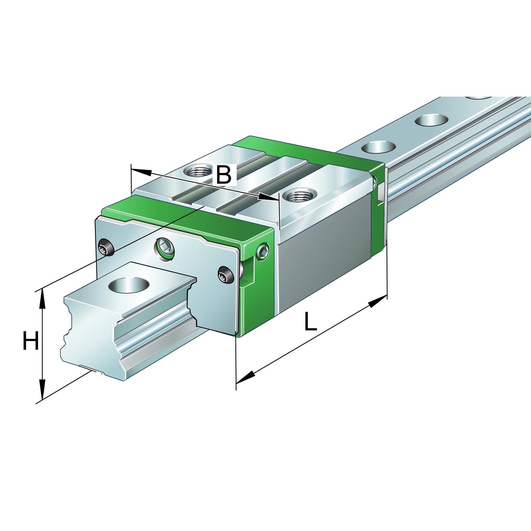 Carrelli KWVE..-B-ESC, carrelli stretti, corti, a quattro ranghi, a pieno riempimento di sfere