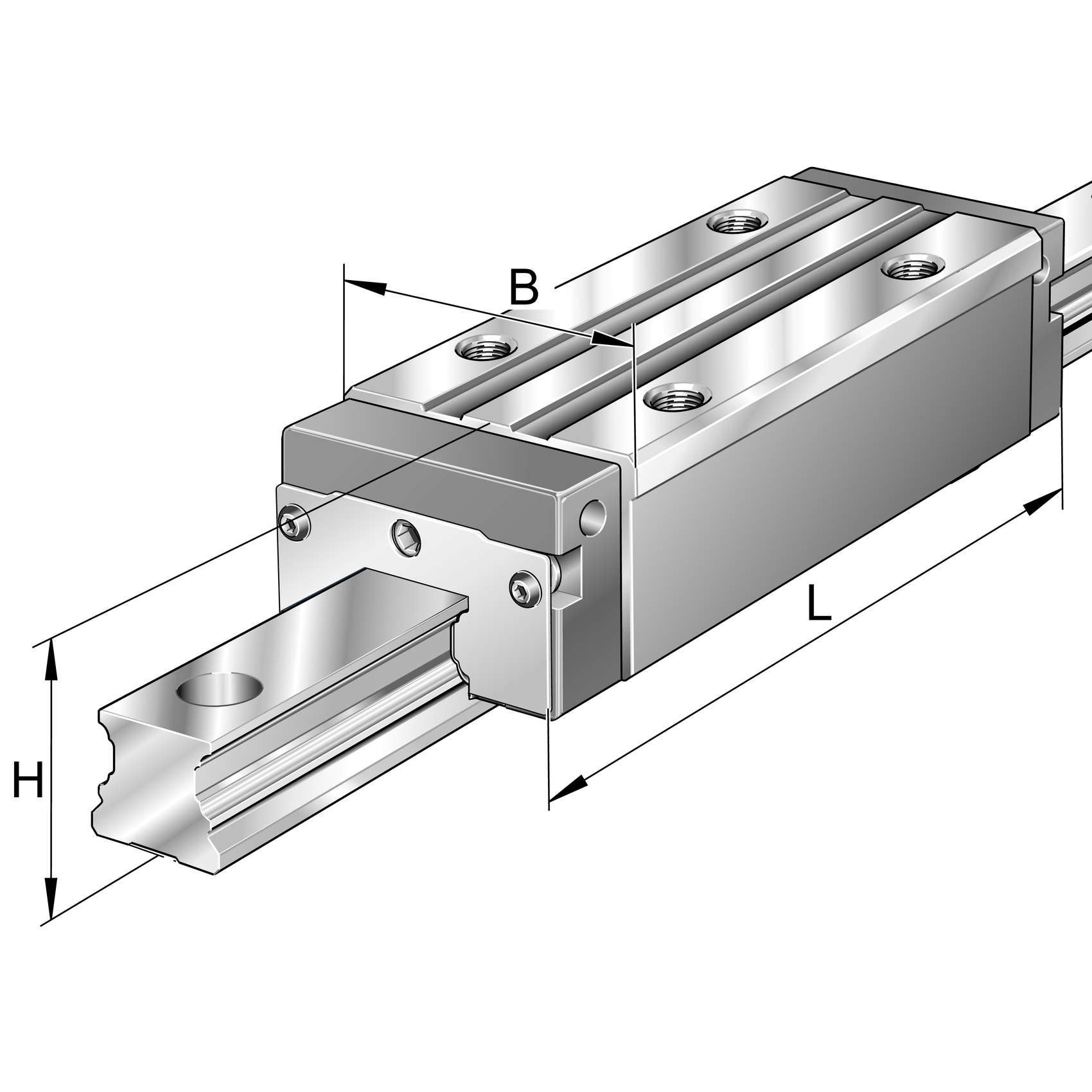 Carrelli KWVE..-B-SL, carrello stretto, lungo, a quattro ranghi