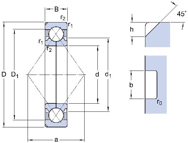 Cuscinetti a quattro punti di contatto / fila singola / con scanalature di fissaggio / gioco interno selezionabile / SKF