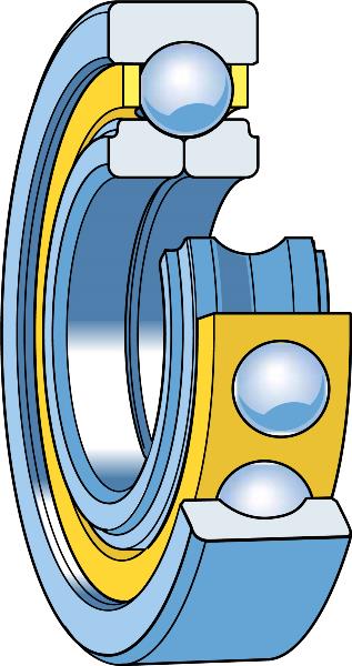 Cuscinetti a quattro punti di contatto / fila singola / 213 / con scanalatura di fissaggio / gabbia in plastica / QJ 213 N2PHAS / C2L / SKF