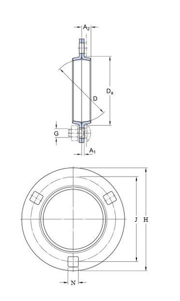Unità SKF a flangia quadra a tre bulloni, lamiera d’acciaio, tonda, tipo PF