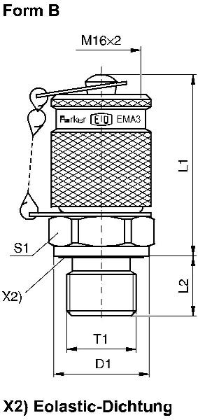 Punto di prova PARKER con collegamento filettato M 16 x 2 VKA3