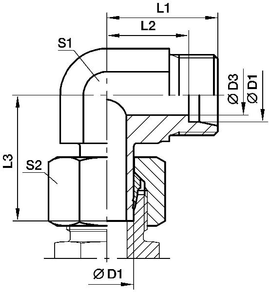 Gomito per tubo piezometrico PARKER EVW