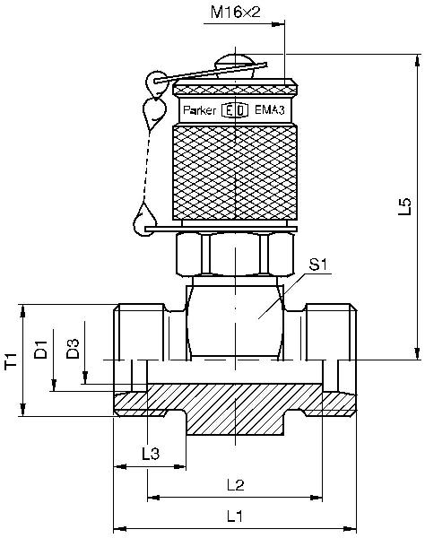 Punto di prova dritto Parker GMA3 M 16 x 2 collegamento filettato