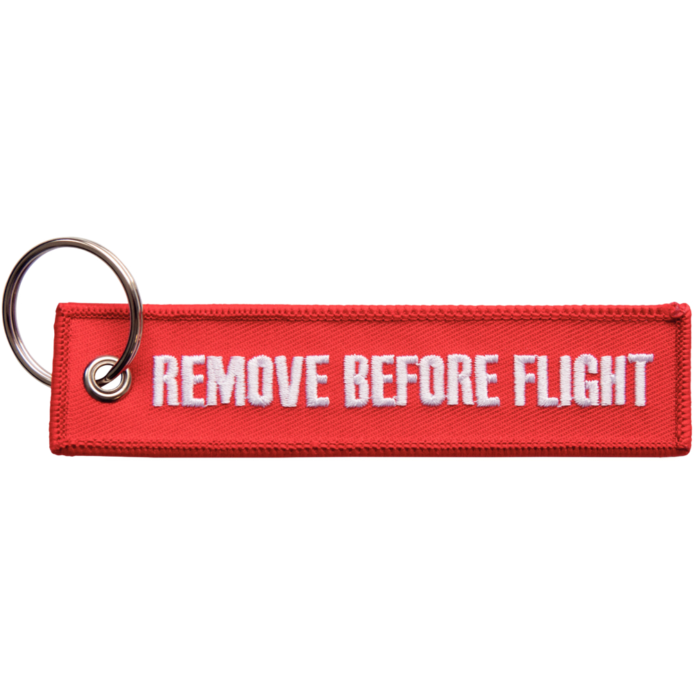 Nastri di avvertenza, woven, embroidered with lettering "Remove Before Flight"