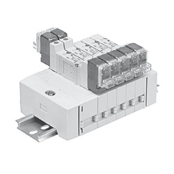 Elettrovalvole a 5 vie / SY3000/5000, montaggio su zoccolo, montaggio su guida DIN, cablaggio singolo