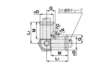 Male Delta Union KQ2D (Sealant) dimensional drawing 