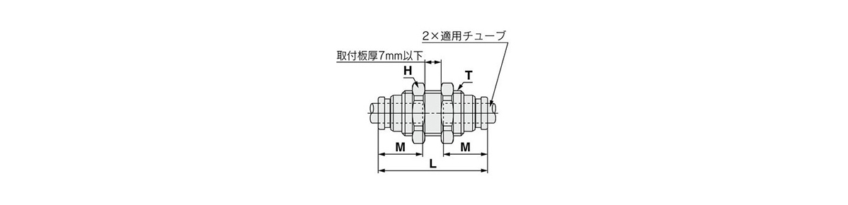 Bulkhead Union: KQB2E outline drawing 