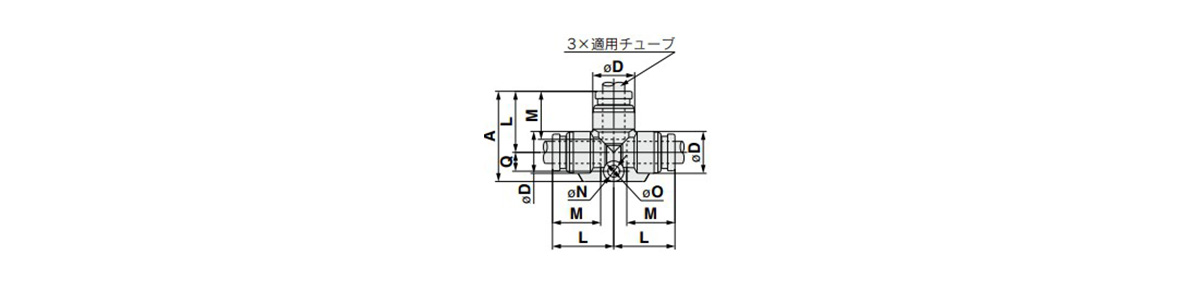 Union Tee: KQB2T outline drawing 