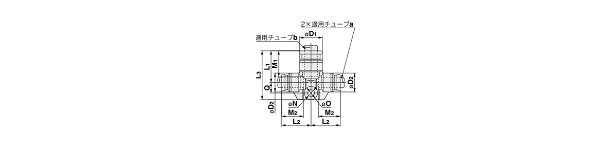 Different Diameter Tee: KQB2T outline drawing 