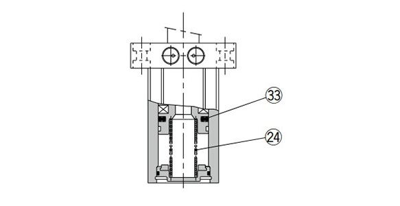 Double acting spring type (BL, BM) structural drawing