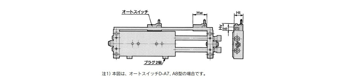 Plate Mounting Type with Auto Switch CDPX2N10-[Stroke] dimensional drawing