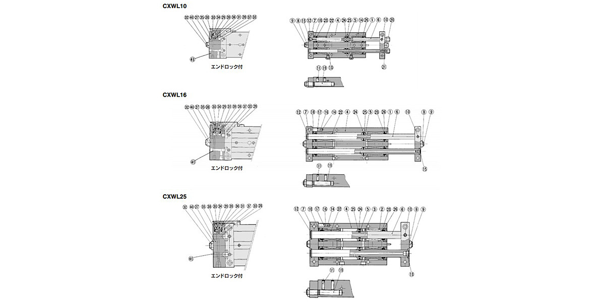 Diagram: ø10 (10-mm diameter) / ø16 (16-mm diameter) / ø25 (25-mm diameter)