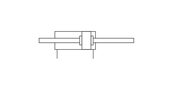 Symbol Double acting, Double rod, Rubber bumper 