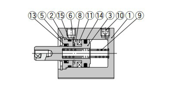 With auto switch (built-in magnet), single acting spring extend type: ø12 (12‑mm bore size) / ø16 (16‑mm bore size)