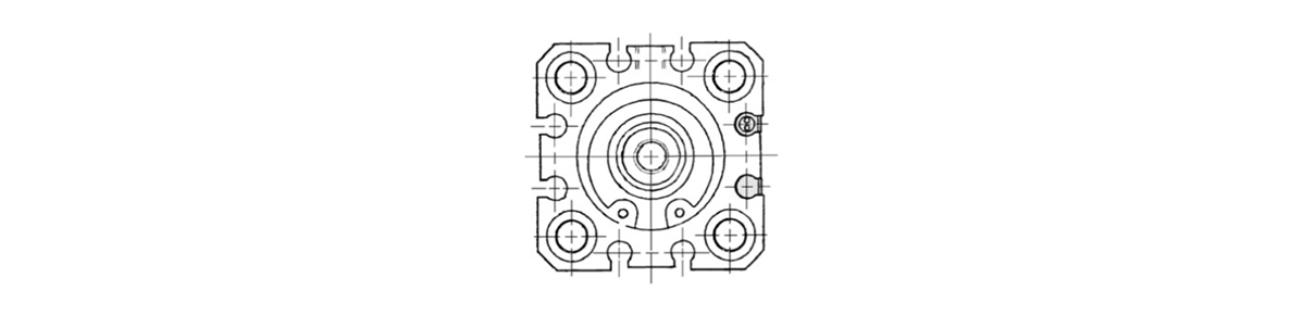 Standard type (through-hole / both ends tapped common): ø20/ø25 (20/25‑mm bore size) dimensional drawing