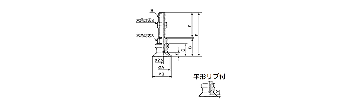 Flat type, flat type with ribbing (nominal diameter: 10 mm, 13mm, 16 mm) dimensional drawing