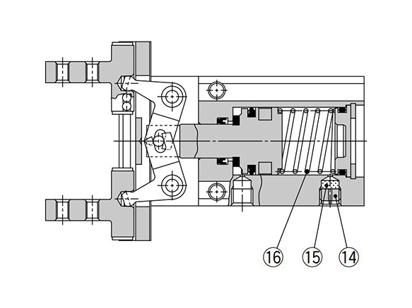 Single acting type (normally open) structure drawing