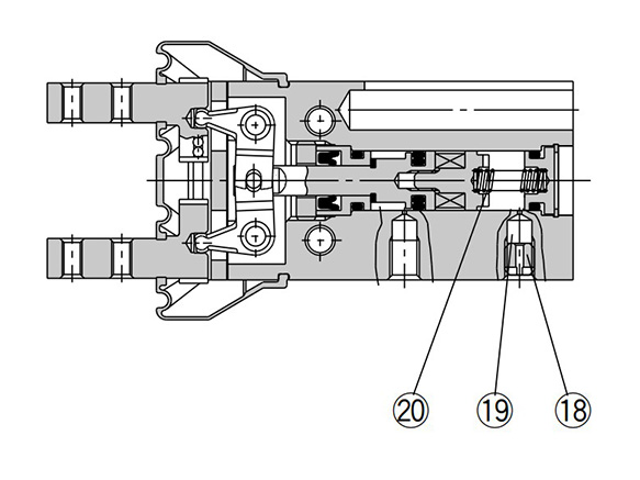 Single acting type (normally open) structure drawing