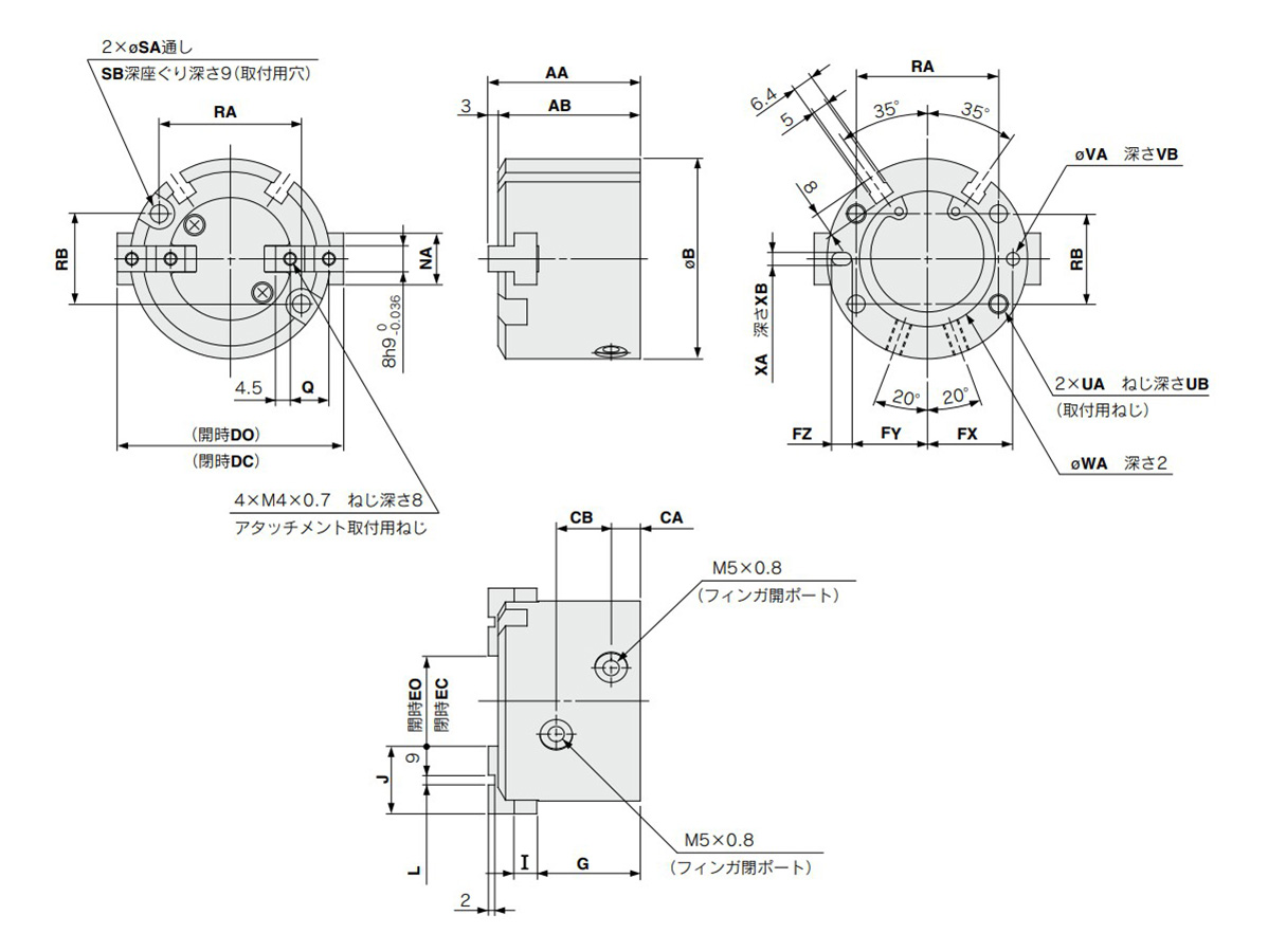 MHS2-32D, 40D external dimensional drawing