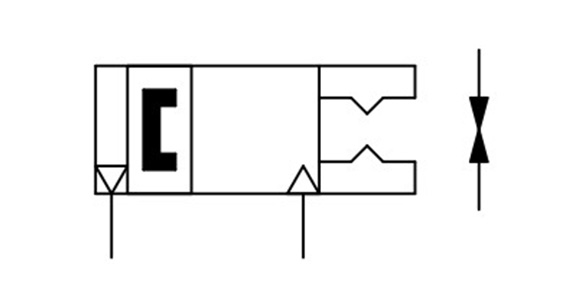 Double acting, outer-diameter grip JIS symbol