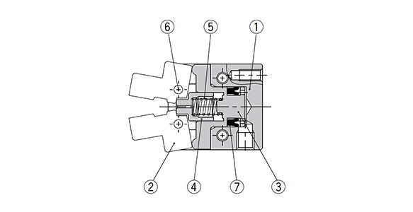 Single acting type / open condition structure drawing