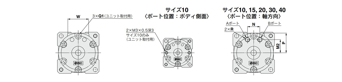 Single shaft / Port location: side ported dimensional drawing 2