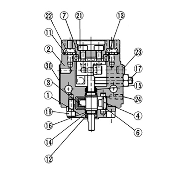 Single vane; size 1, 3, 7, 20 structure drawing